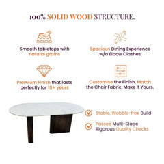 Lok Marble-Top Wooden Dining Table Set - Dining Set - Gharaana