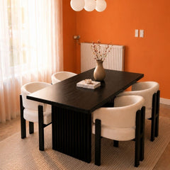 Flute Wooden Dining Table Set - Dining Set - Gharaana