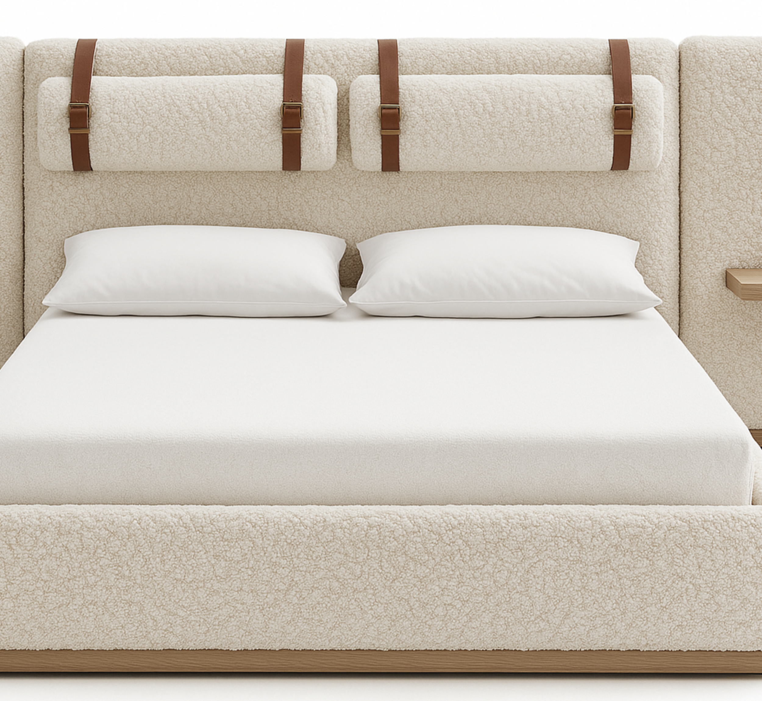 Miso 100% Solid Wood Upholstered Bed