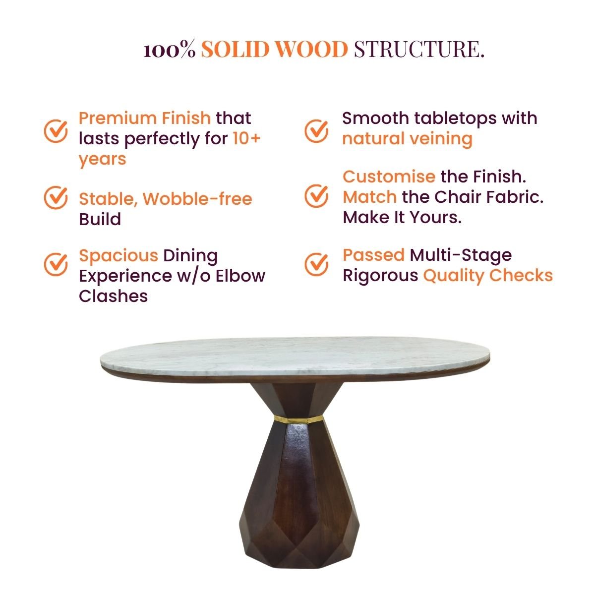 Barlow Marble-Top Wooden Dining Table Set - Dining Set - Gharaana