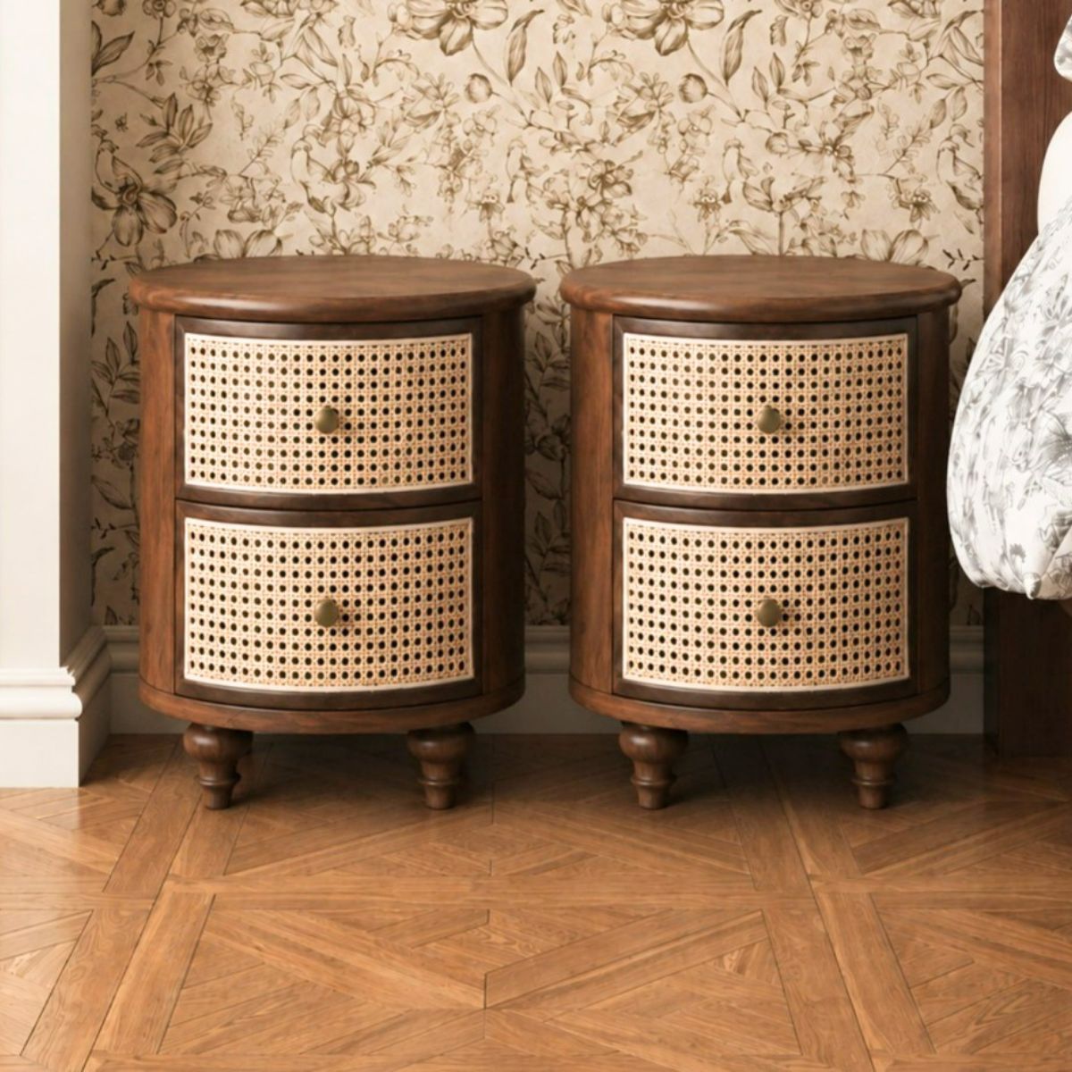 Aqua Wooden Bedside Table - Bedsides - Gharaana