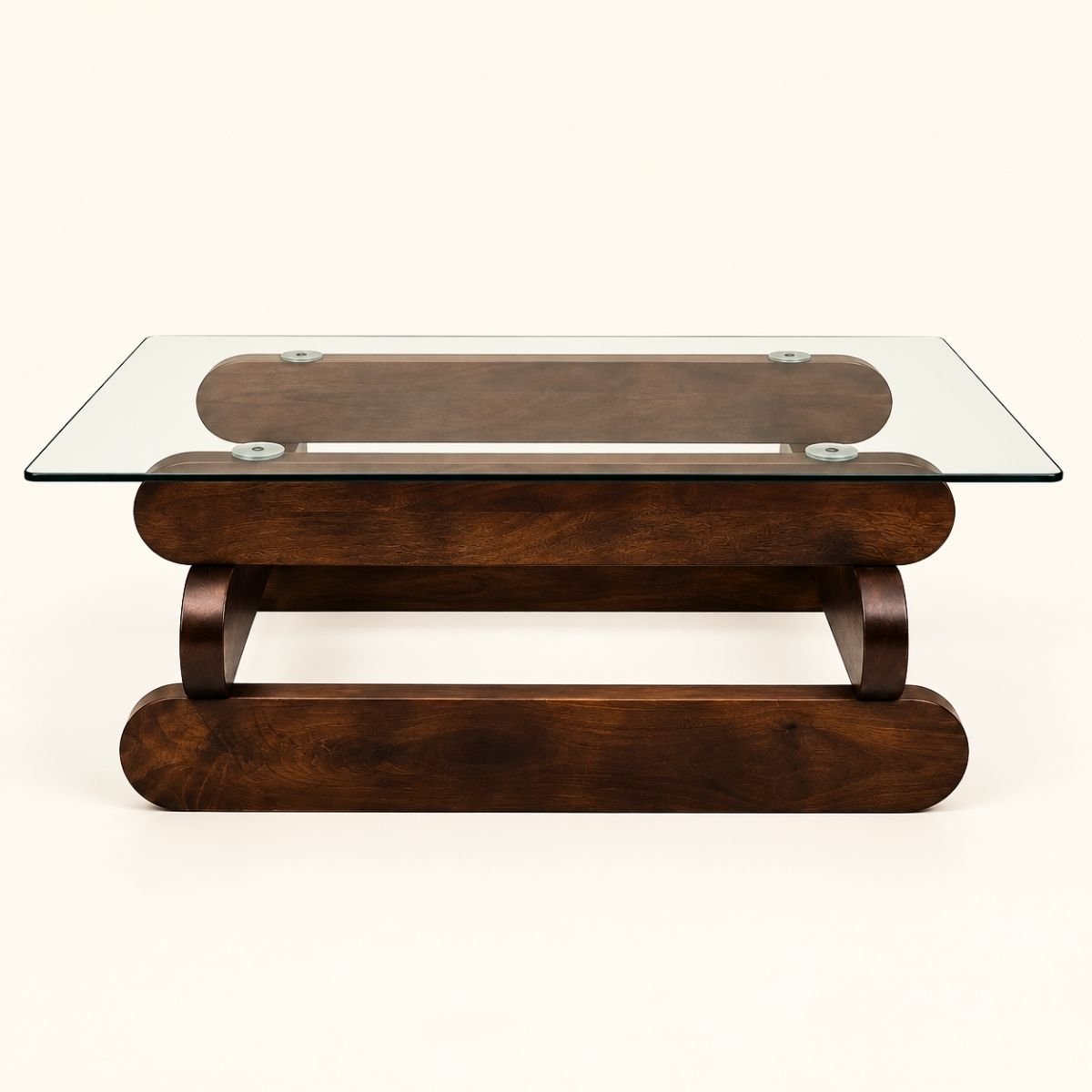 Kaira Glass Top Solid Wood Center Table - Centre Tables - Gharaana