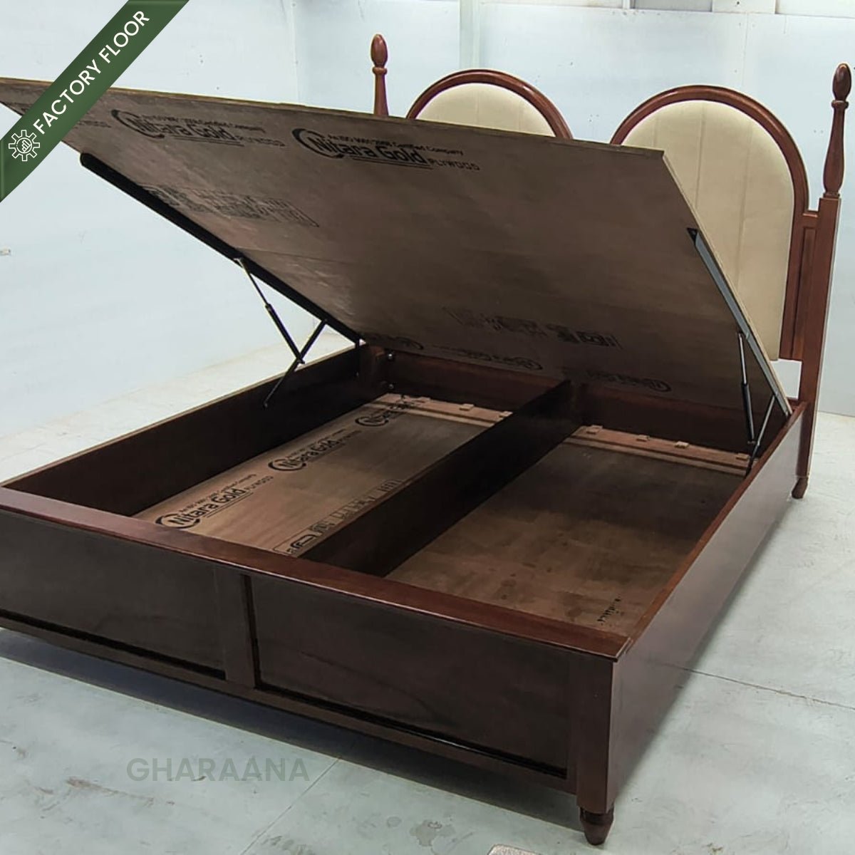 Vyas 100% Solid Wood Upholstered Bed - Beds - Gharaana