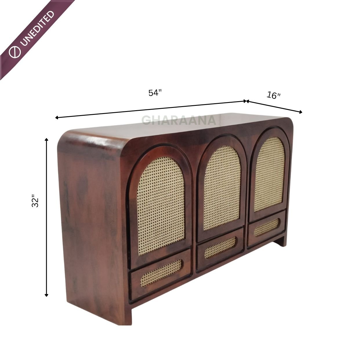 Vyut Wooden 54" Crockery Cabinet - Credenza Hutches - Gharaana