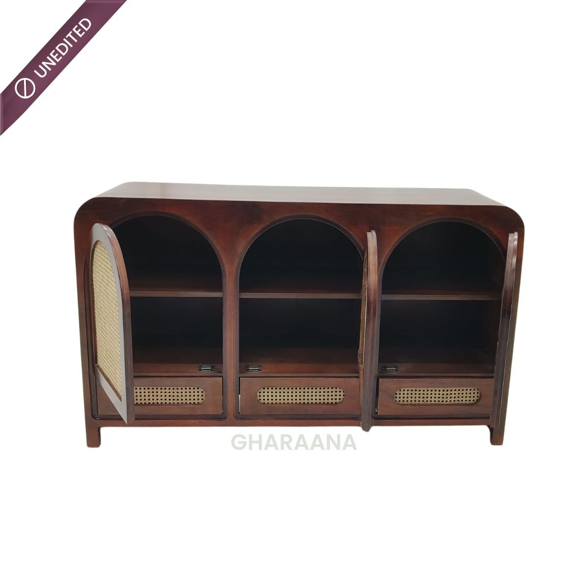 Vyut Wooden 54" Crockery Cabinet - Credenza Hutches - Gharaana