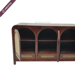 Vyut Wooden 70" Crockery Cabinet - Credenza Hutches - Gharaana