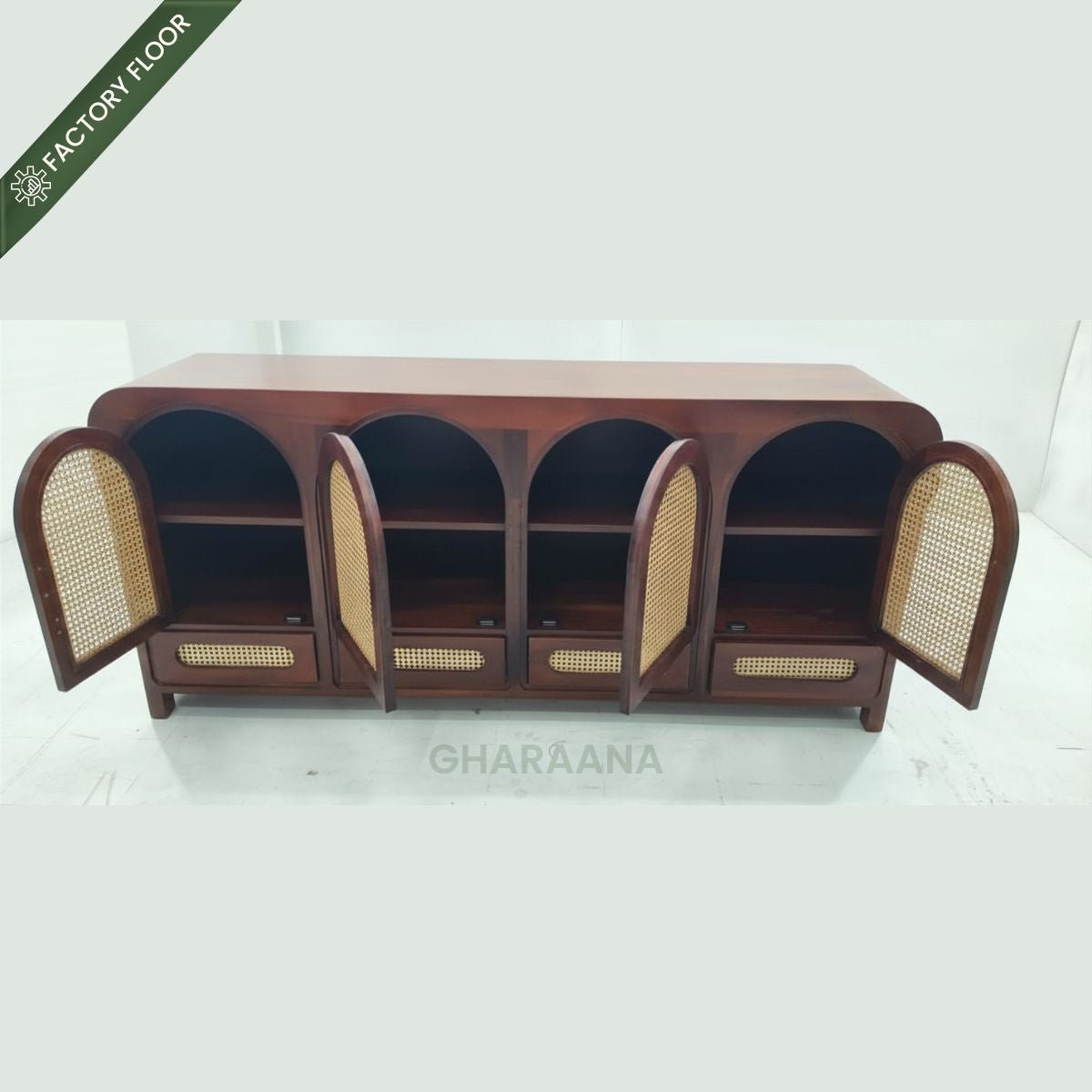 Vyut Wooden 70" Crockery Cabinet - Credenza Hutches - Gharaana