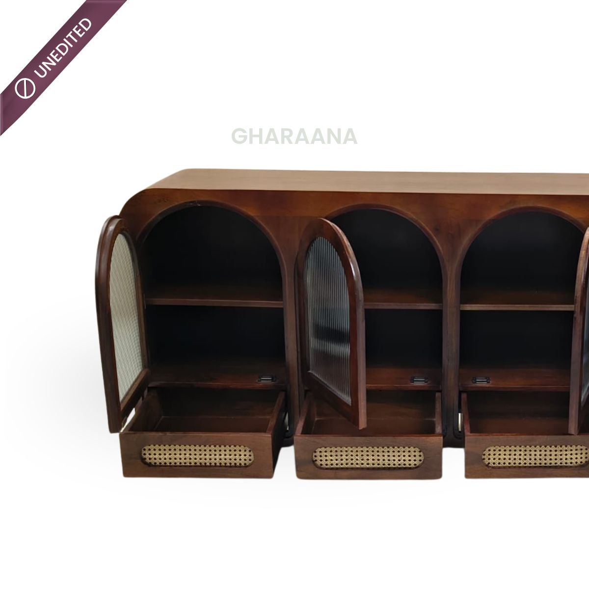 Vyut Wooden 54" Crockery Cabinet - Credenza Hutches - Gharaana