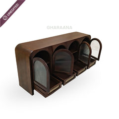 Vyut Wooden 70" Crockery Cabinet - Credenza Hutches - Gharaana