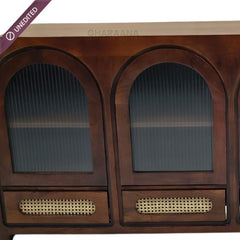 Vyut Wooden 70" Crockery Cabinet - Credenza Hutches - Gharaana
