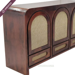 Vyut Wooden 54" Crockery Cabinet - Credenza Hutches - Gharaana