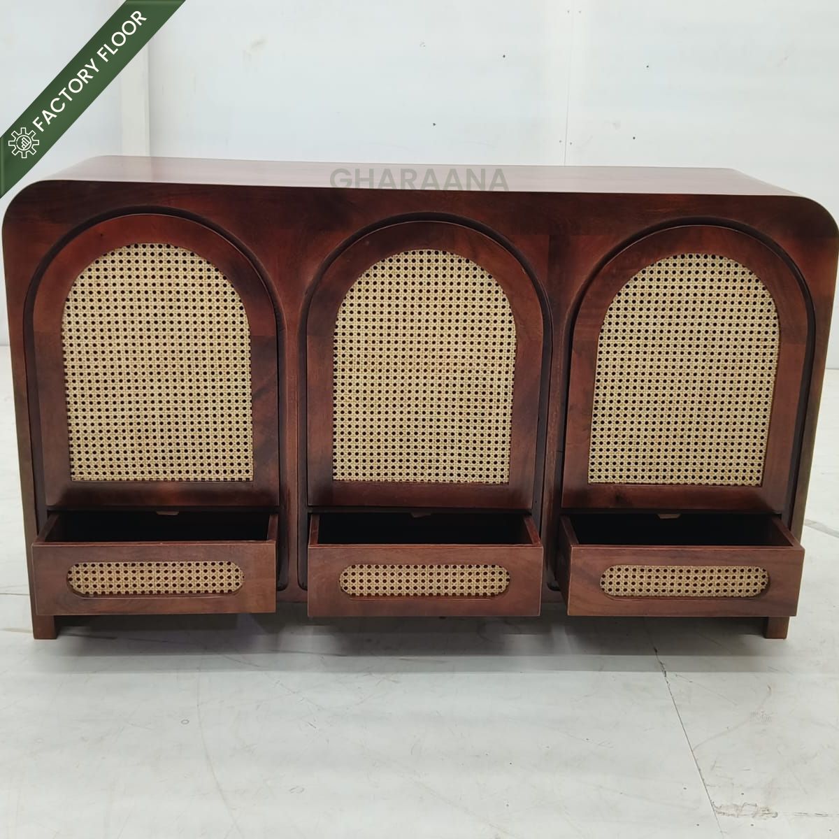Vyut Wooden 54" Crockery Cabinet - Credenza Hutches - Gharaana