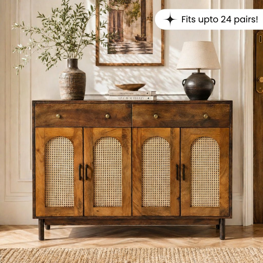 Tira Wooden Full Size Shoe Cabinet - Shoe Racks - Gharaana