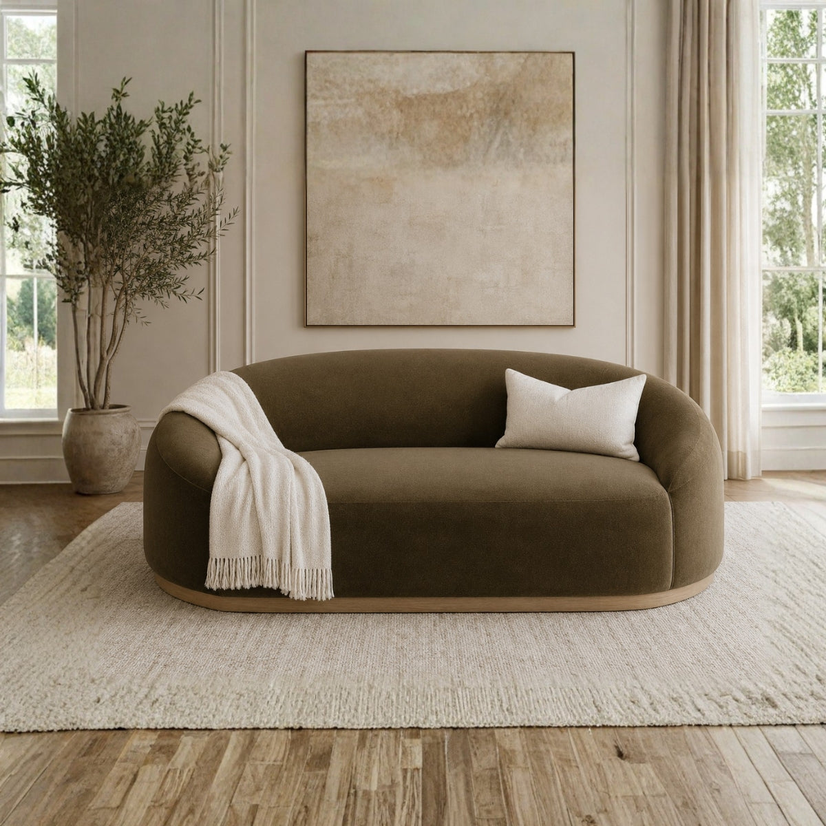Mira Wooden Upholstered Sofa
