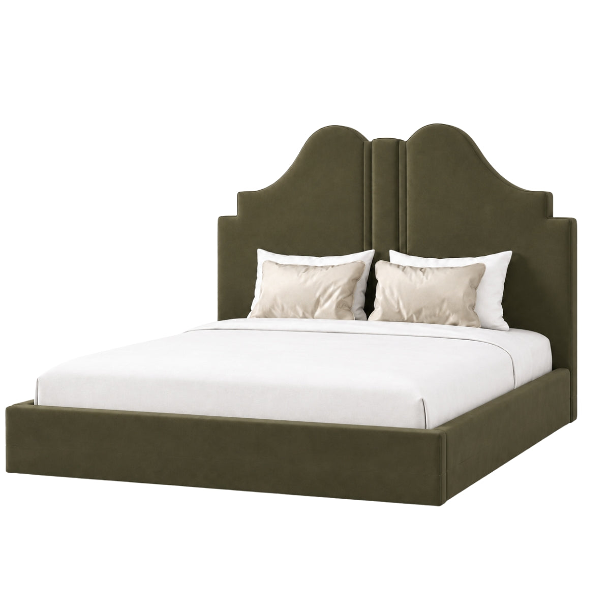 Archie 100% Solid Wood Upholstered Bed