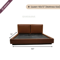 Plum 100% Solid Wood Leatherette Bed - Beds - Gharaana