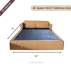 Harvey 100% Solid Wood Leatherette Bed - Beds - Gharaana