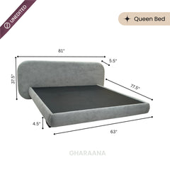 Plush 100% Solid Wood Upholstered Bed - Beds - Gharaana