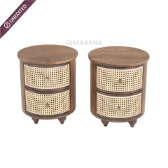 Aqua Wooden Bedside Table - Bedsides - Gharaana