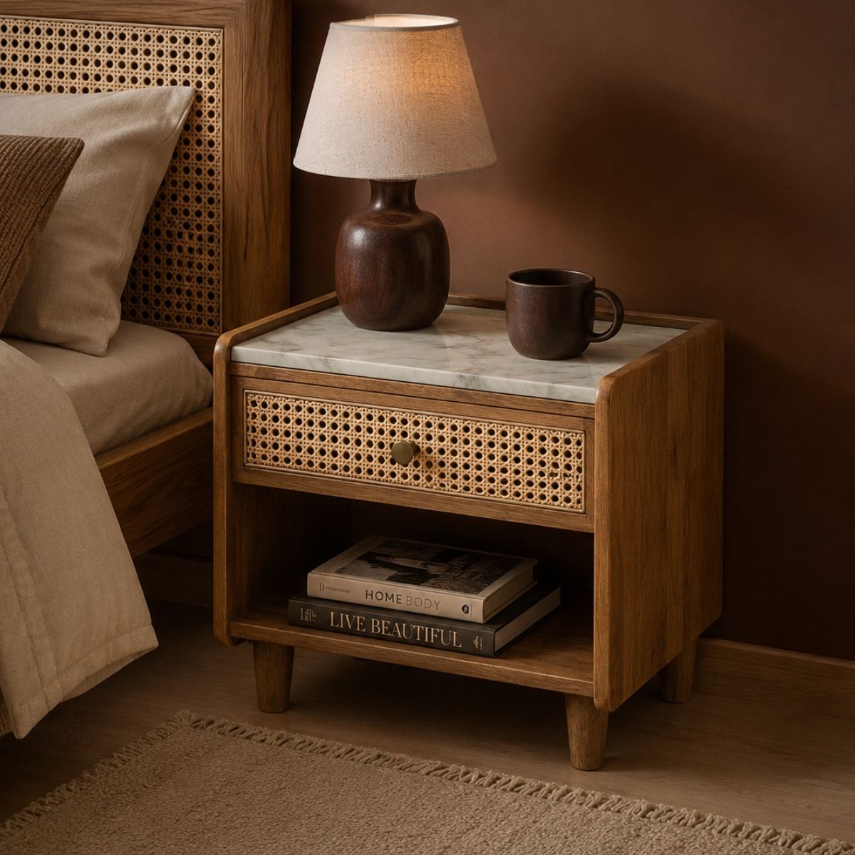 Amayah Marble Top Bedside Table
