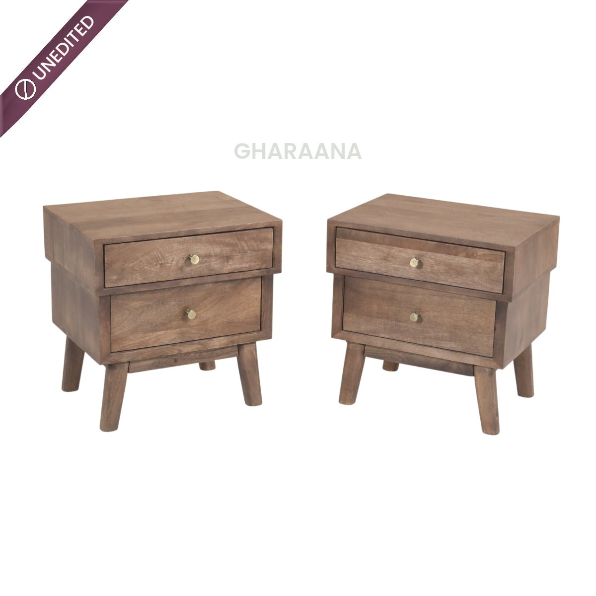 Harvey Wooden Bedside Table - Nightstands - Gharaana