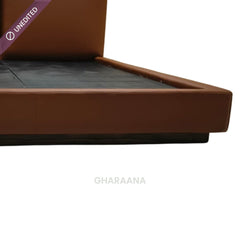 Plum 100% Solid Wood Leatherette Bed - Beds - Gharaana