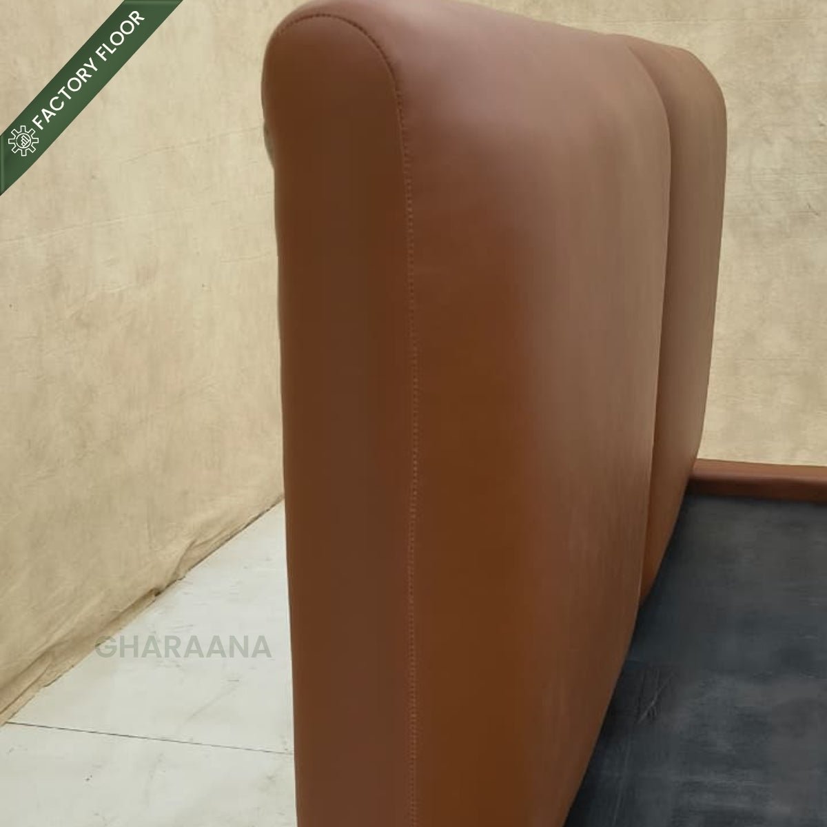 Plum 100% Solid Wood Leatherette Bed - Beds - Gharaana