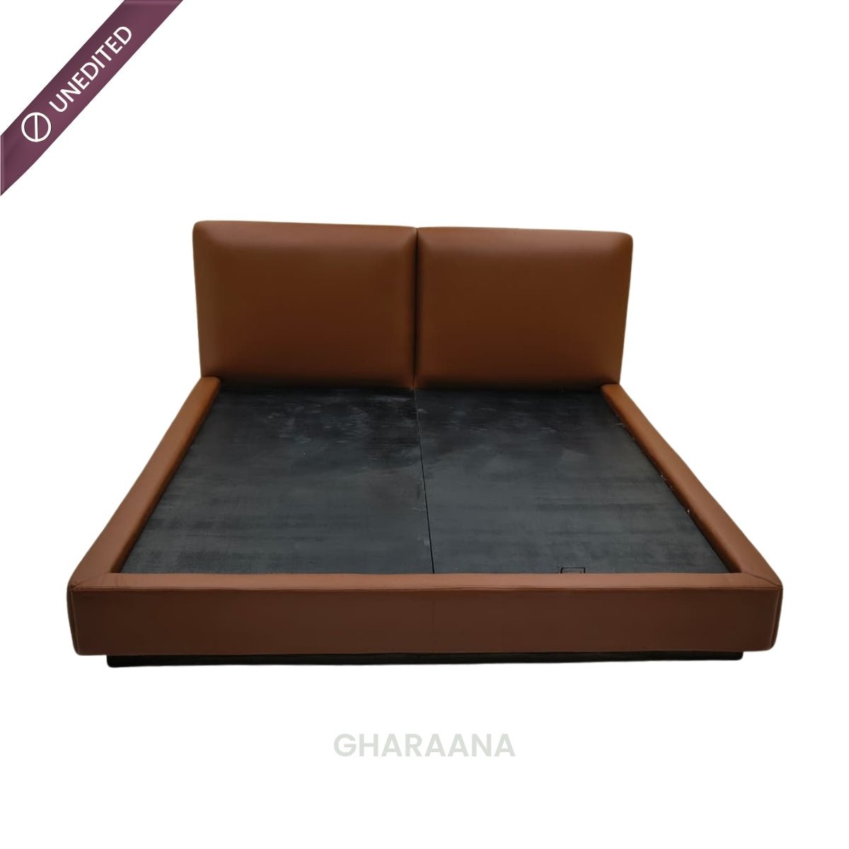 Plum 100% Solid Wood Leatherette Bed - Beds - Gharaana