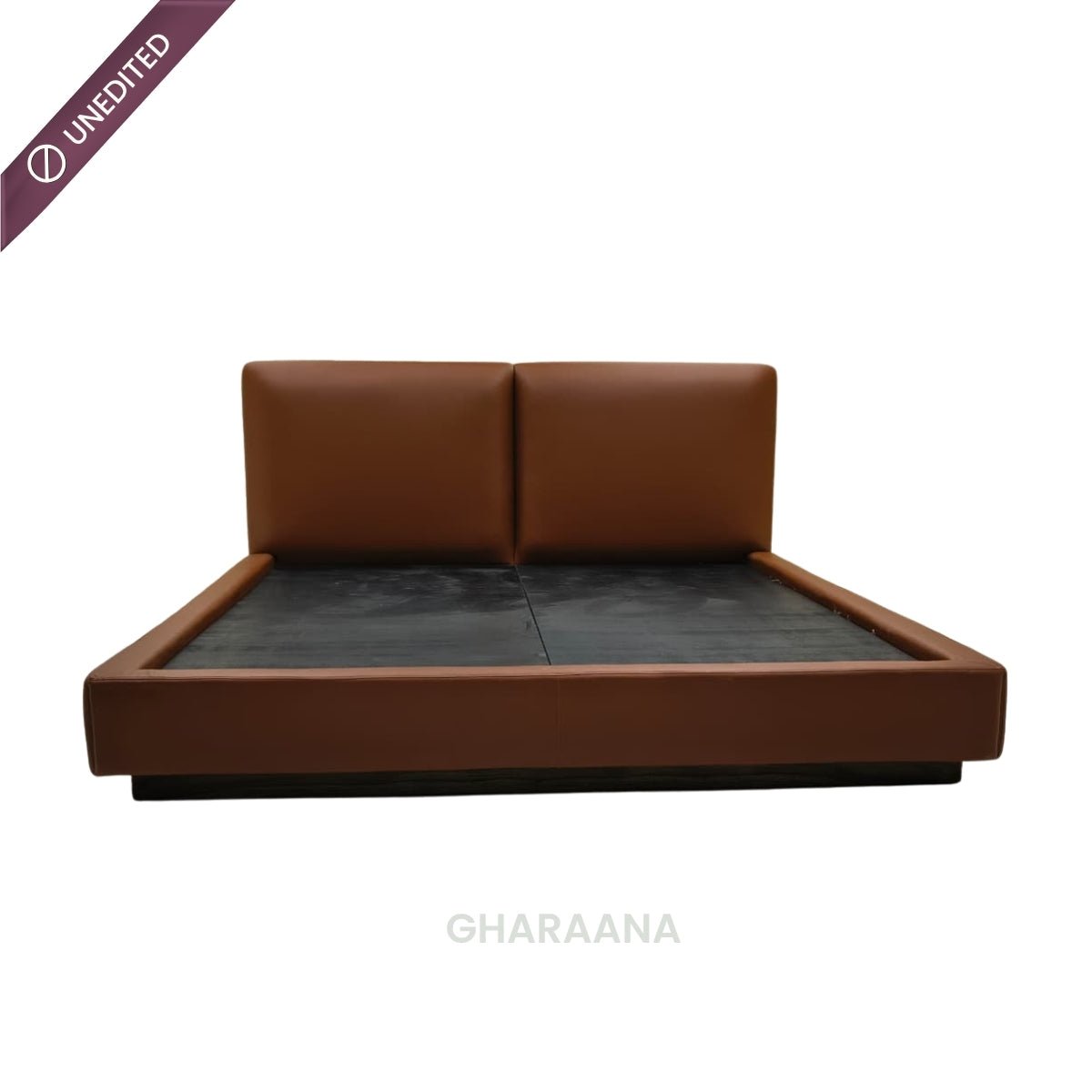 Plum 100% Solid Wood Leatherette Bed - Beds - Gharaana