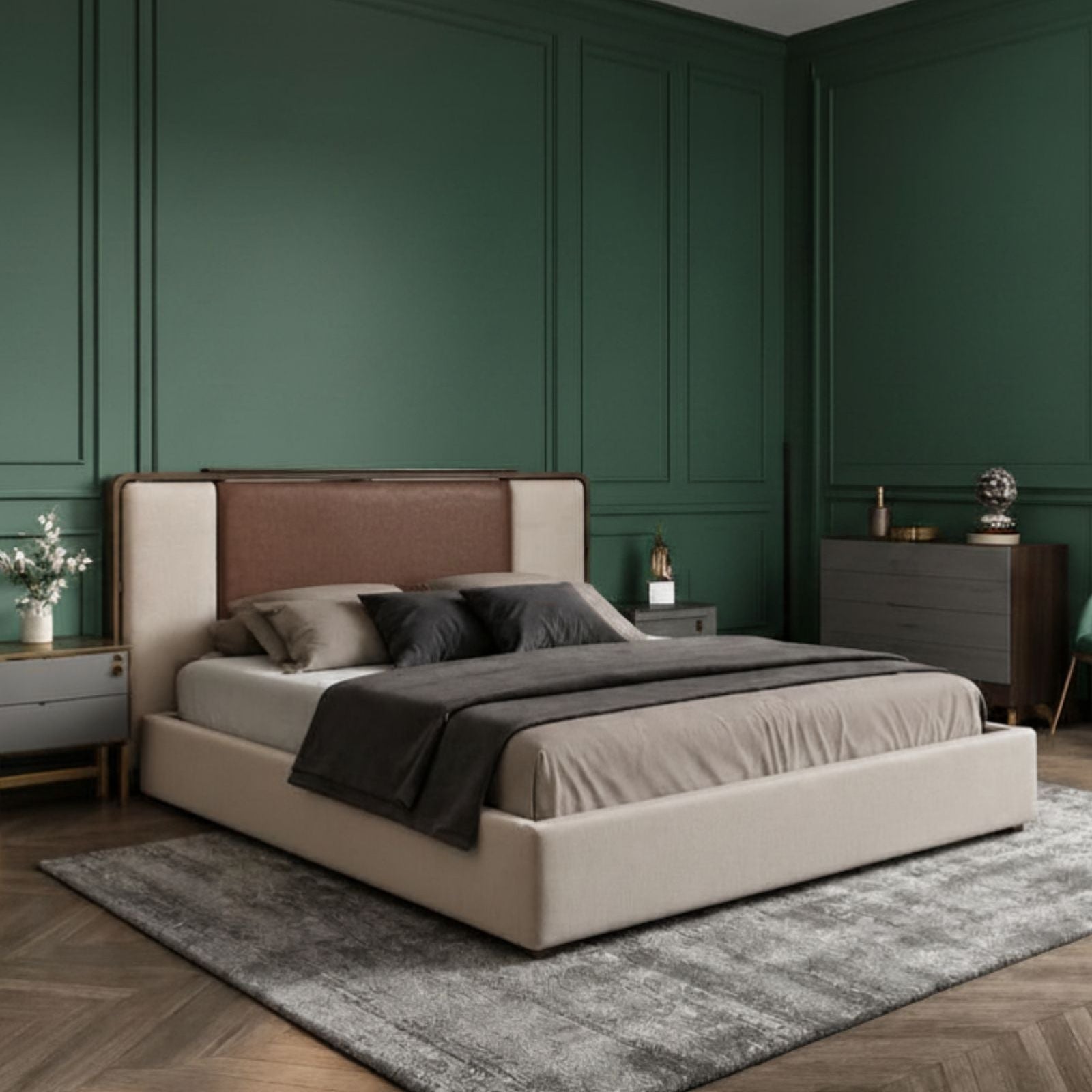 Avo 100% Solid Wood Upholstered Bed - Beds - Gharaana