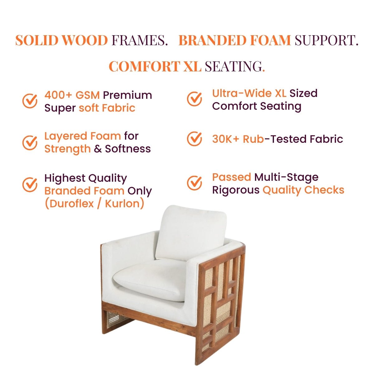 Veda Armchair with Vaayu Side Table Combo (Set of 2) - Armchairs - Gharaana