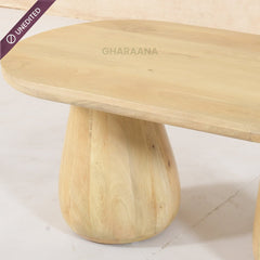Akira Oval top Solid Wood Center Table & Side Table Combo - Centre Tables - Gharaana