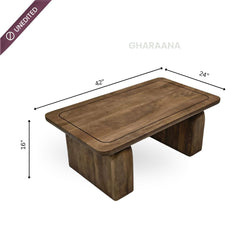 Jive Rectangular Top Solid Wood Center Table - Centre Tables - Gharaana
