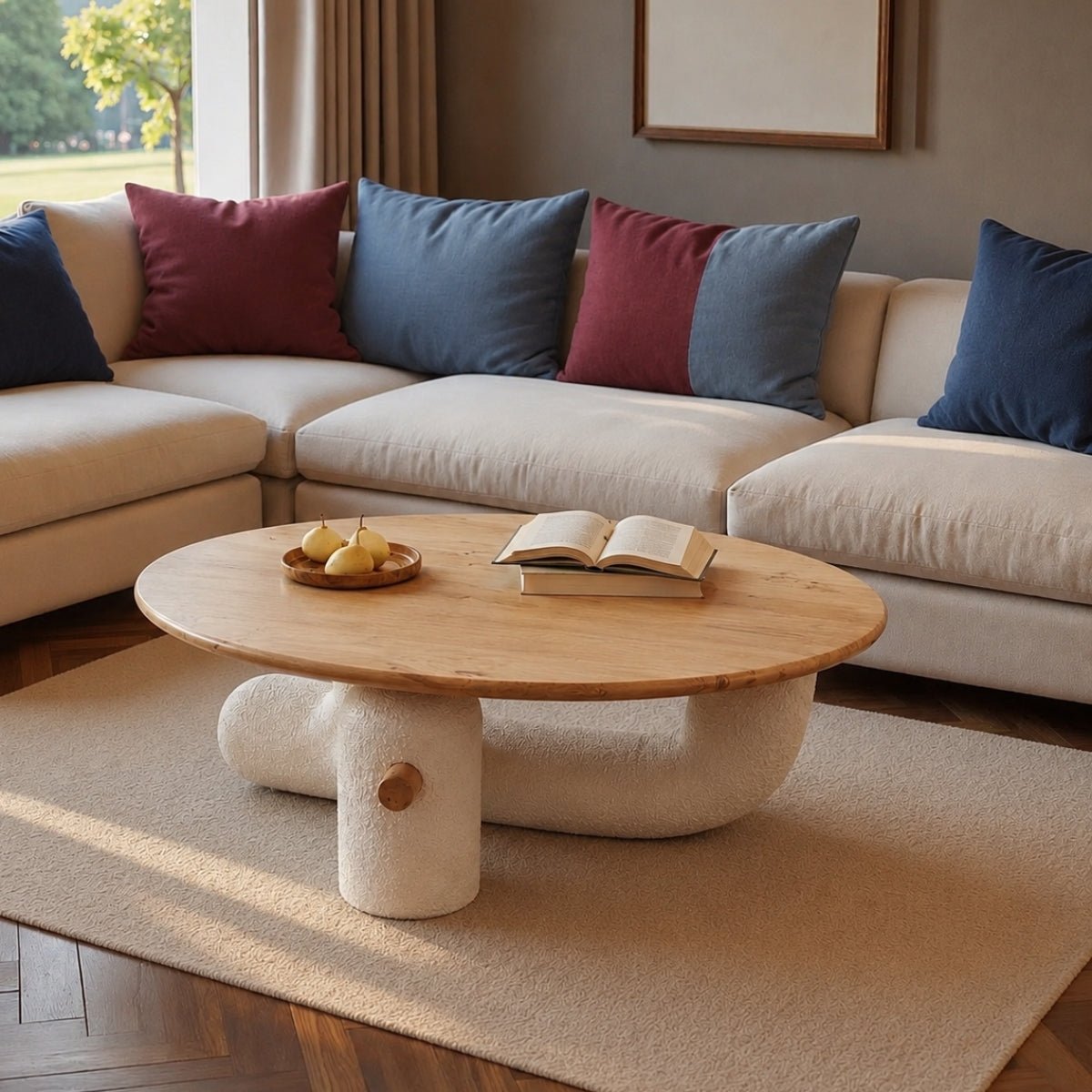 Aurum Round Stone Finish Coffee Table - Centre Tables - Gharaana