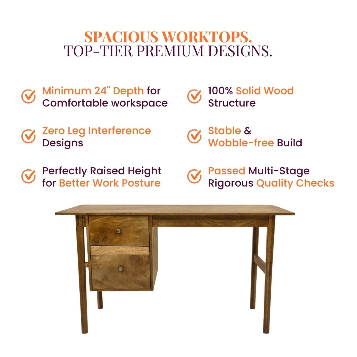 Maya Wooden Home Office Working Desk - Office Desk - Gharaana