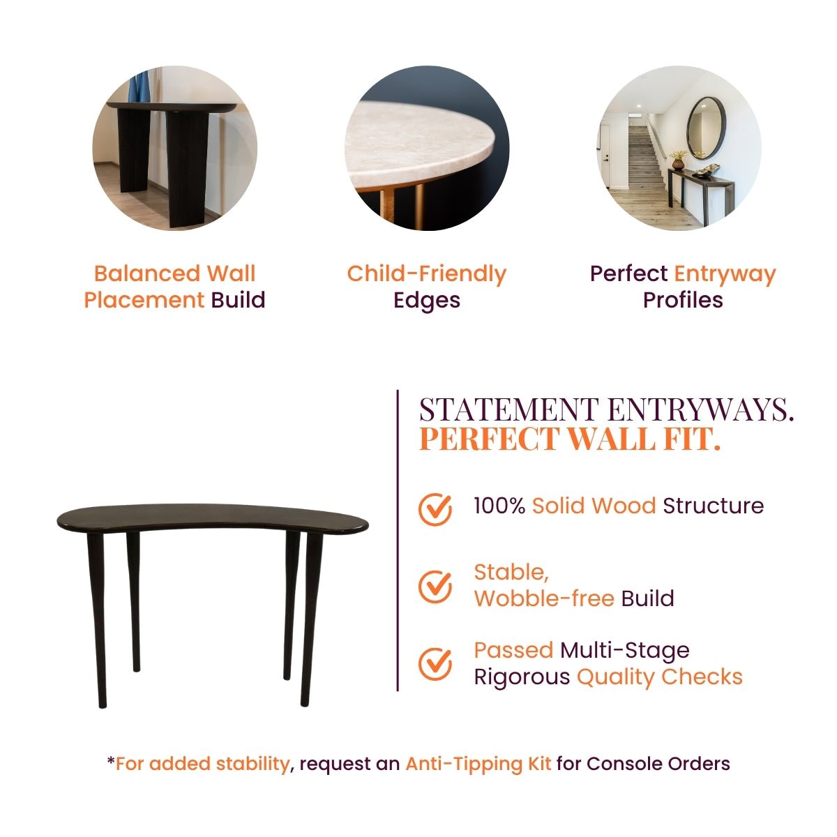 Halo Wooden Console Table - Console Tables - Gharaana