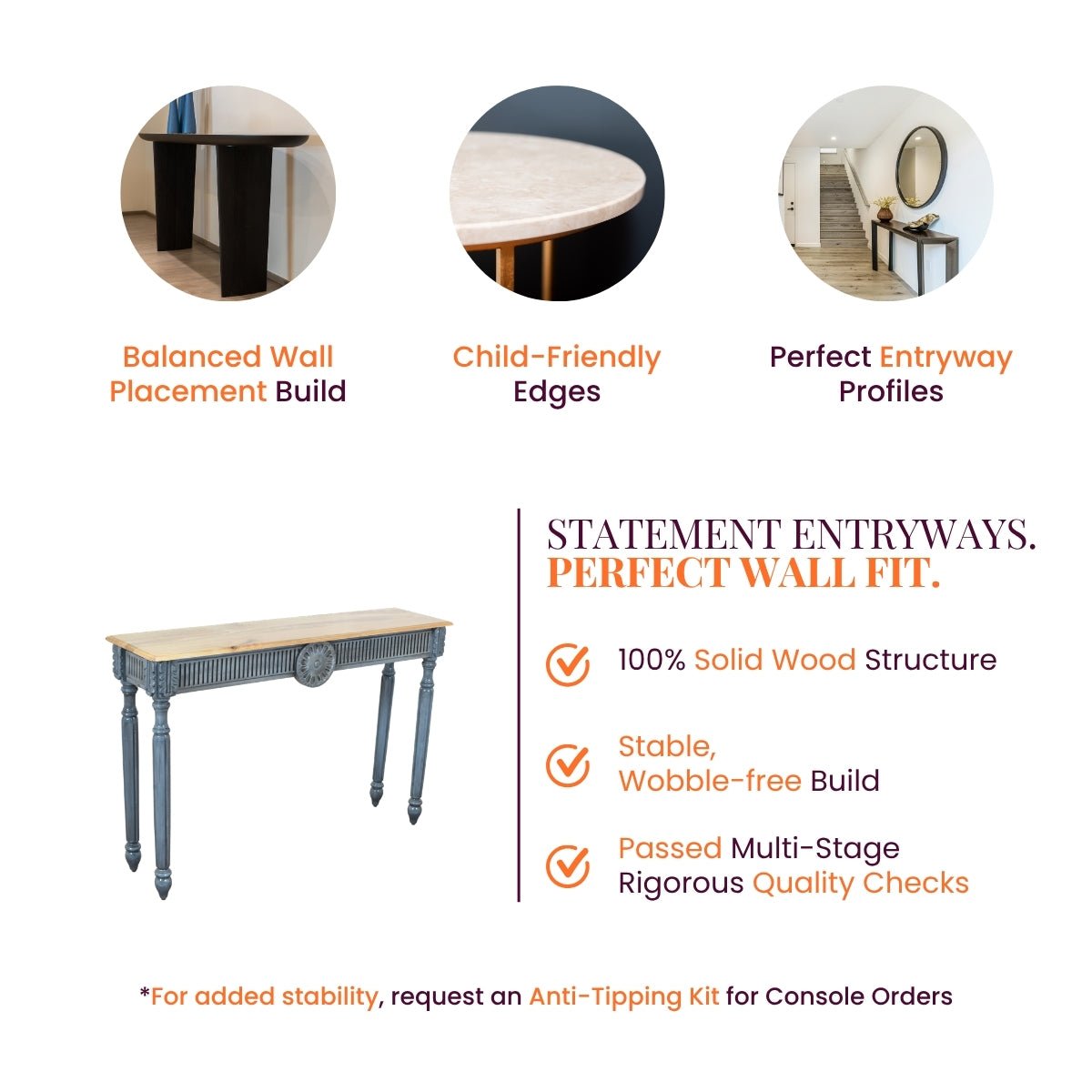 Amara Wooden Console Table - Console Tables - Gharaana