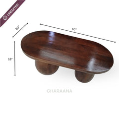 Akira Oval top Solid Wood Center Table - Centre Tables - Gharaana