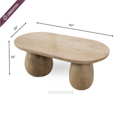 Akira Oval top Solid Wood Center Table - Centre Tables - Gharaana