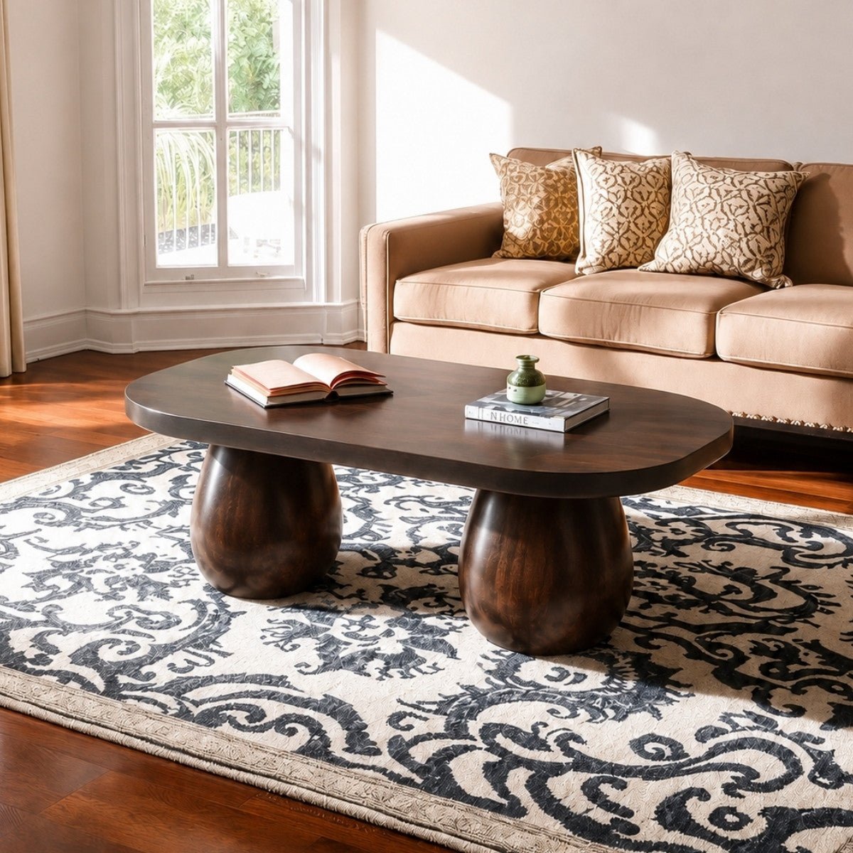 Akira Oval top Solid Wood Center Table - Centre Tables - Gharaana