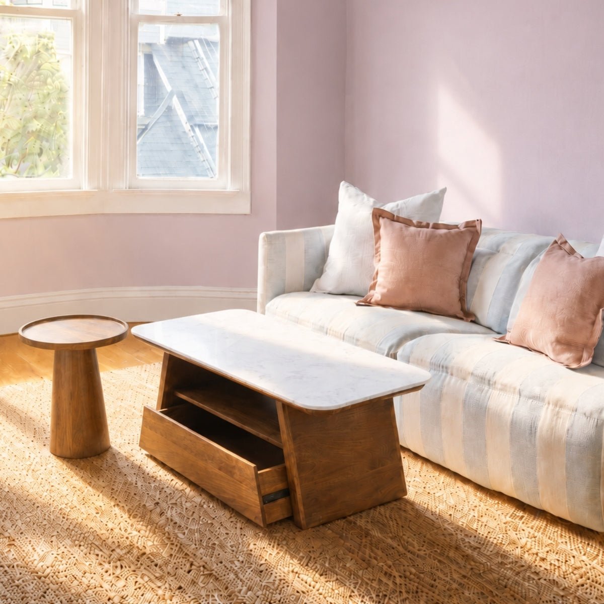 Spectra Marble top s/2 Nesting Centre Tables - Centre Tables - Gharaana