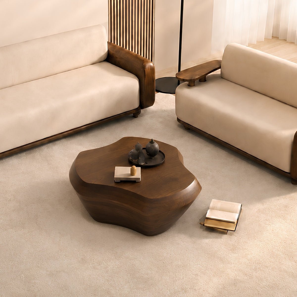 Fluid Modern Solid Wood Coffee Table - Centre Tables - Gharaana
