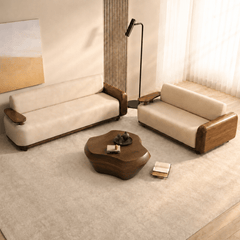 Monte Plush Wooden Upholstered Sofa Set - Sofas - Gharaana