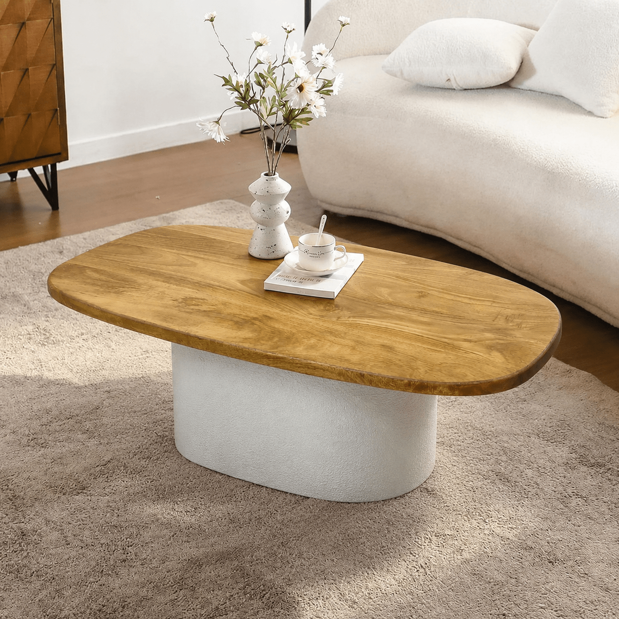 Jasper Stone Finish Coffee Table - Centre Tables - Gharaana