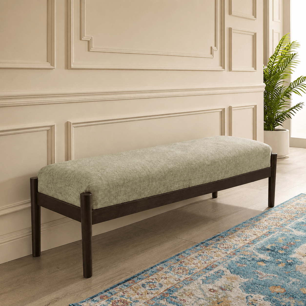 Verona Plush Wooden Bench - Dining Chairs - Gharaana