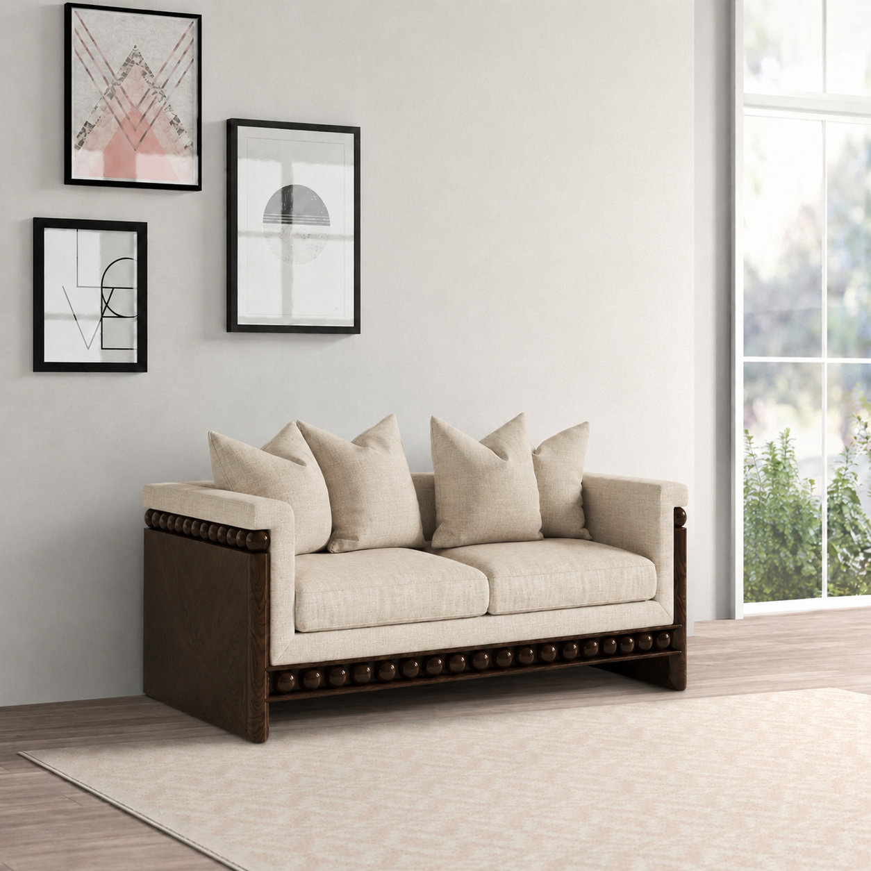 Pearl Wooden Upholstered Sofa