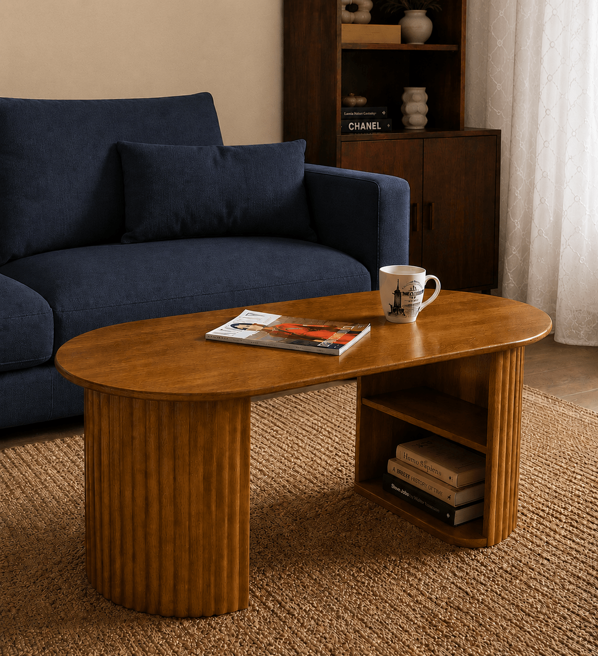 Sloan Fluted Leg Wooden Centre Table - Centre Tables - Gharaana