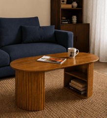 Sloan Fluted Leg Wooden Centre Table - Centre Tables - Gharaana
