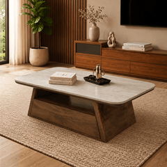 Spectra Marble Top Centre Table - Centre Tables - Gharaana