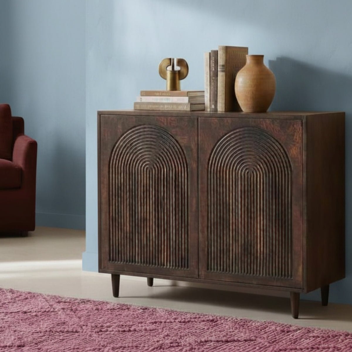 Flute Wooden Storage Cabinet - Entertainment Centers & TV Stands - Gharaana